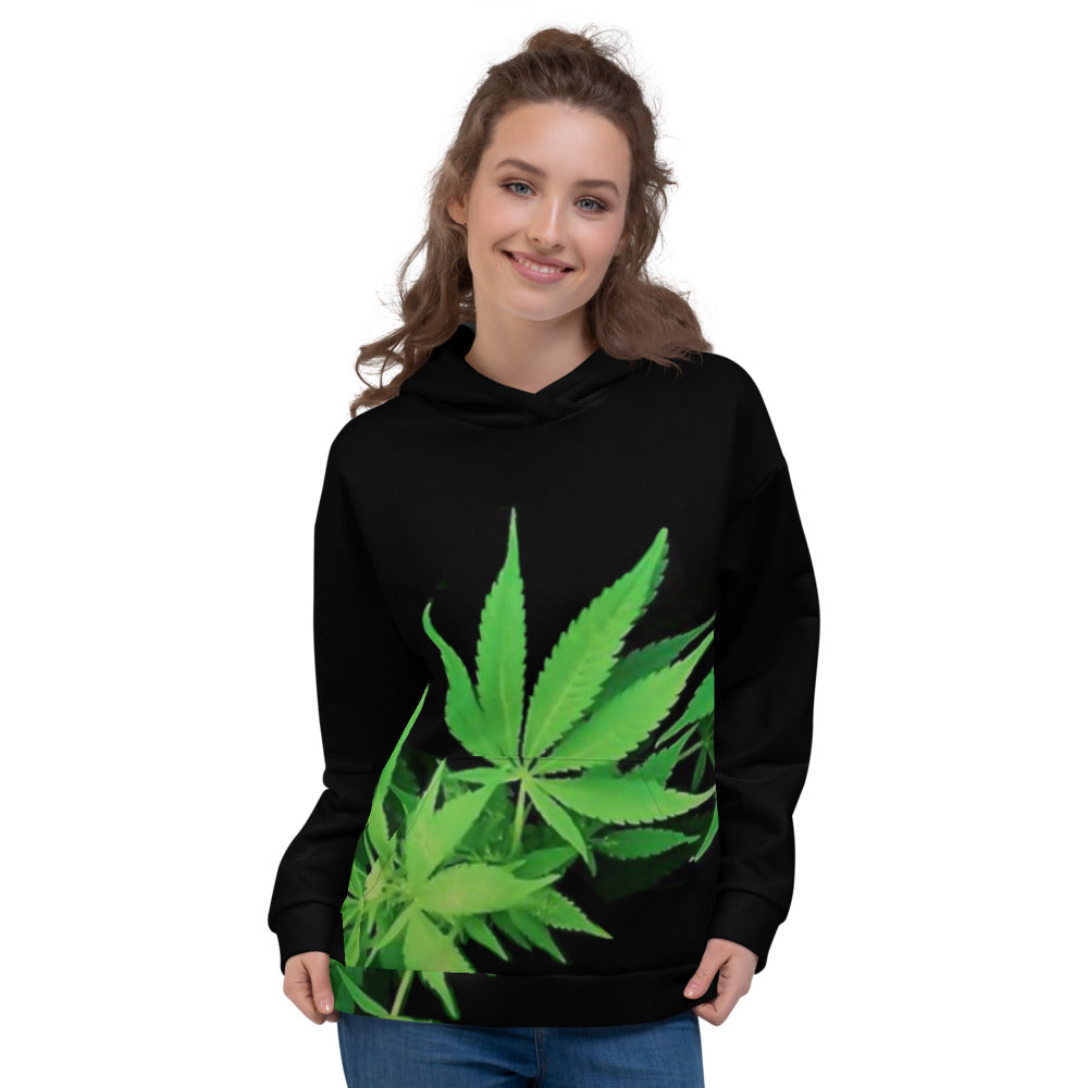 Cannabis Print Unisex Hoodie w/ Front Pocket